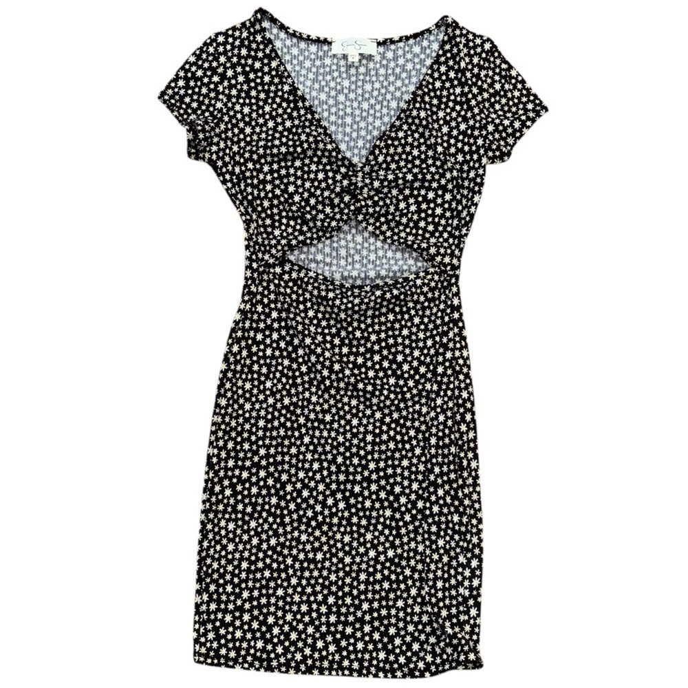 Jessica Simpson Bodycon Cutout Black Daisy Mini Dress Womenโs S Spring Floral